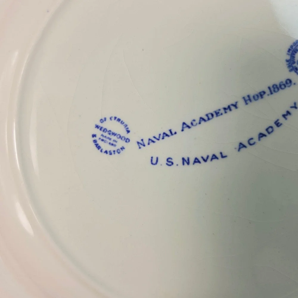 Wedgwood US Naval Academy Hop 1869 Plate Blue White Transferware 10